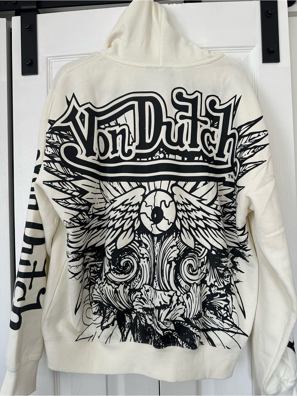 Von Dutch Full Zip Hoodie White Oversized Graphic Logo Sweatshirt Size Large - Picture 6 of 10